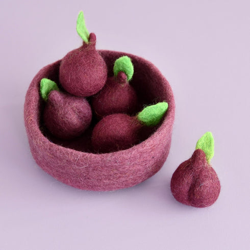 DASHDU - Penelope Plum - Five Felt Fruit Plums With Bowl